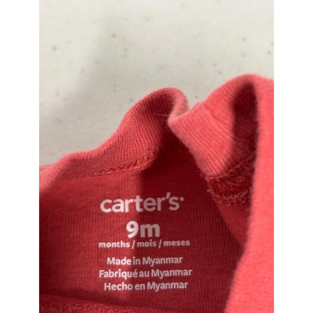 Carters Baby‎ Boys 9M Bodysuit Set 2PK Gray Solid Red Dinosaur Camping